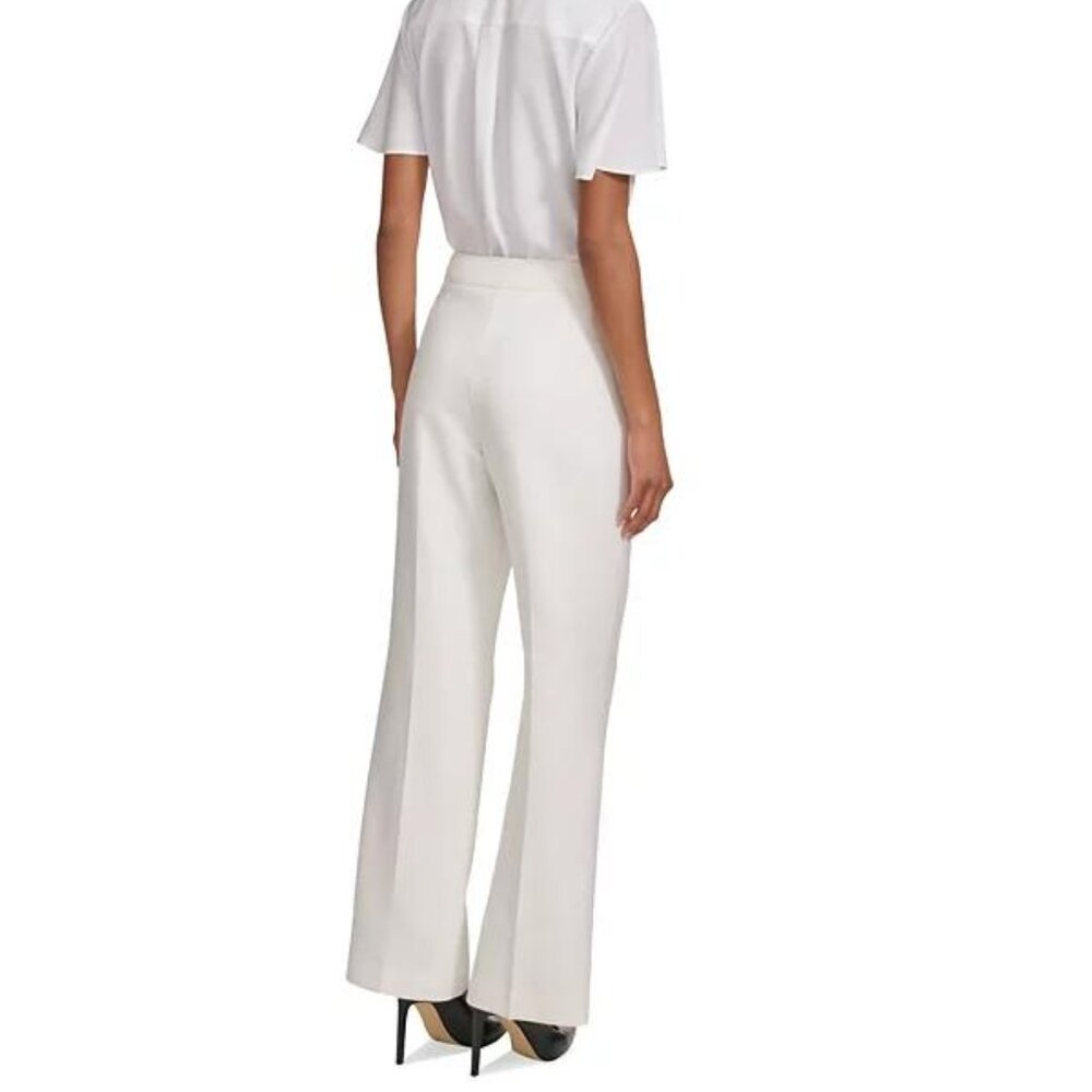 Karl Lagerfeld White Mid‑Rise Wide‑Leg Pull‑On Pants NWT Sz 4 - Picture 4 of 6